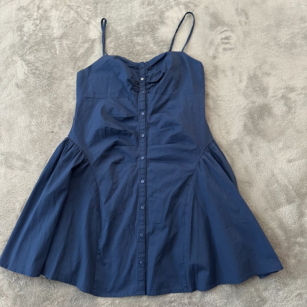 wild fable Navy Blue Mini Dress with Spaghetti Straps